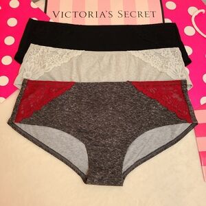 VS PINK 3pk Incredibly Soft Microfiber & Lace Hipster Panties Size M